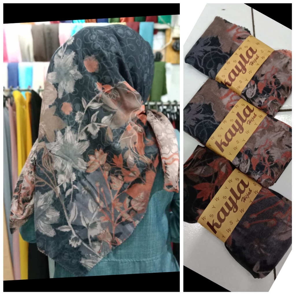 Hijab segi empat kayla bahan voal motif premium