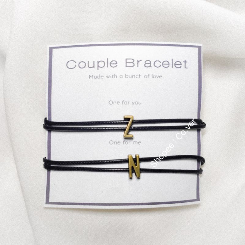 A-Z Gelang Inisial Warna Emas GELANG HURUF Gelang Tali Nama Custom WATERPROOF Anti Air GELANG PASANG