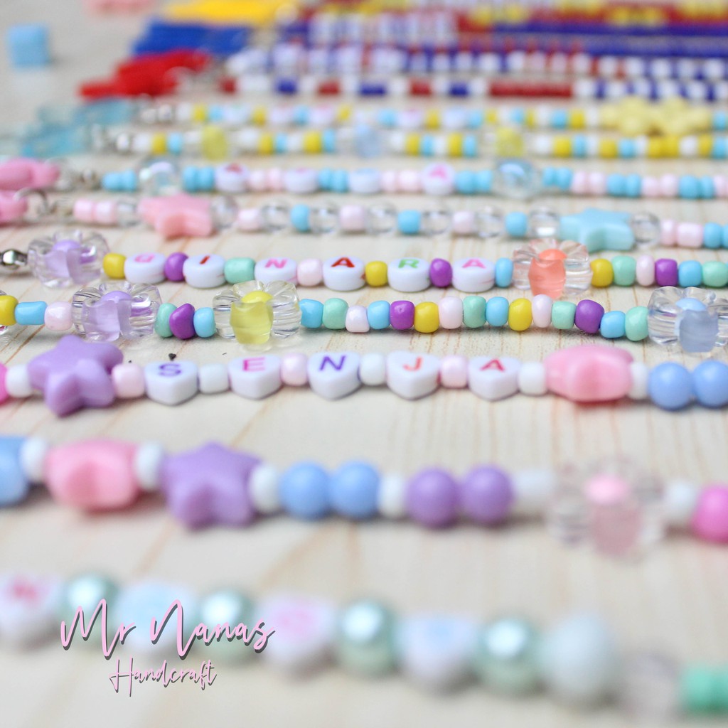 Strap Masker Anak Cewe / Cowo Colorfull Candy [FREE NAMA] Gantungan Masker Motif Permen Warna-warni