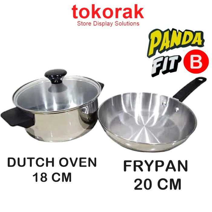 MASPION PANDA FIT B SET DUTCH OVEN 18 CM + FRYPAN 20 CM STAINLESS