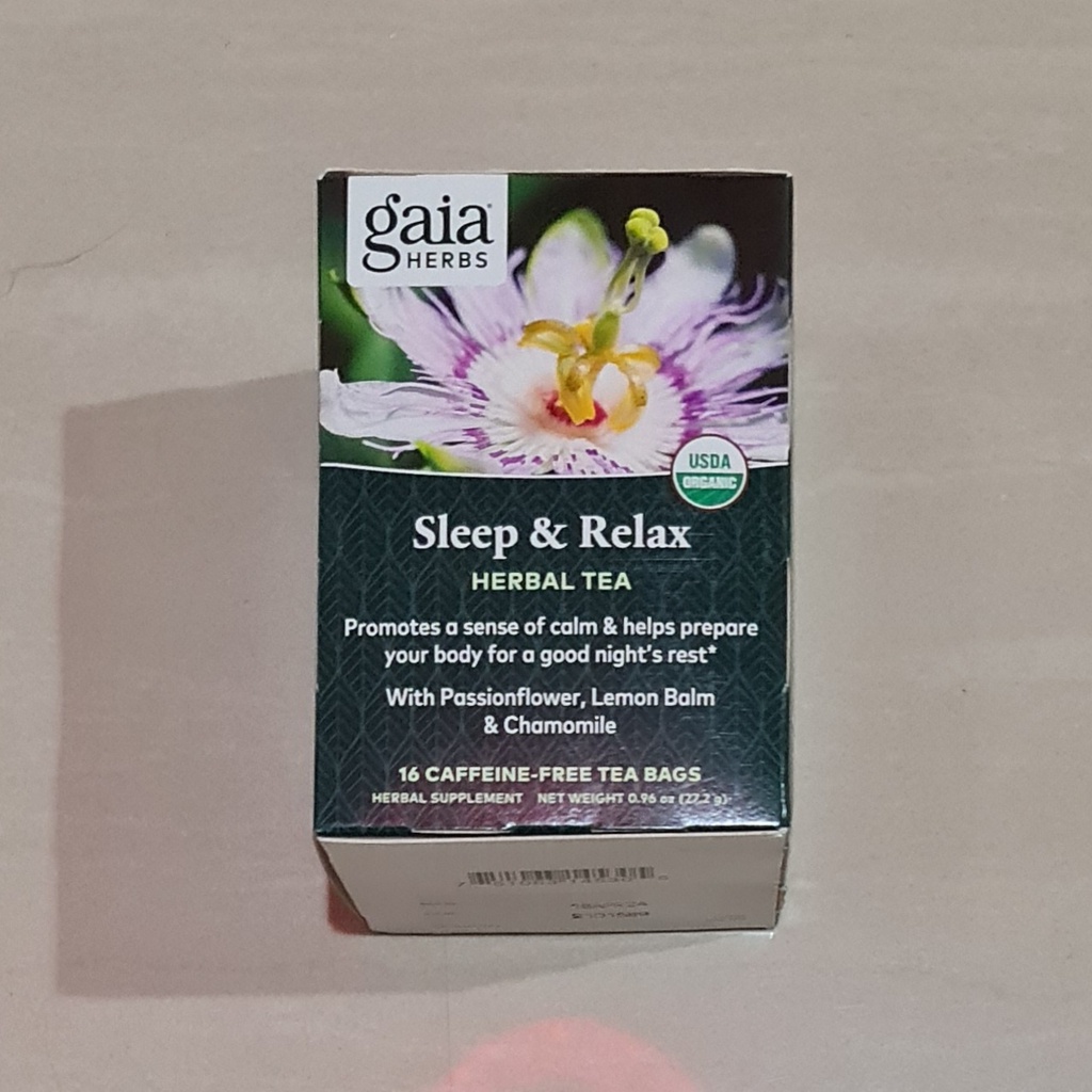 Gaia Herbs Herbal Tea Sleep &amp; Relax Caffeine-Free 16 x 1.7 Gram