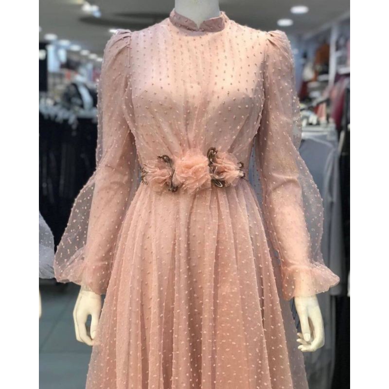 O3 KAIN ORGANZA DOT LEBAR 150CM - harga per  0,5 meter