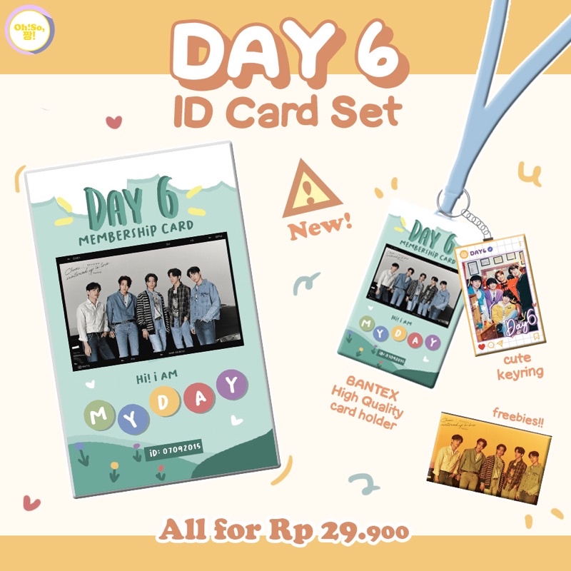 Day6 ID CARD PHOTOCARD HOLDER BANTEX LANDYARD SET PREMIUM MY DAY