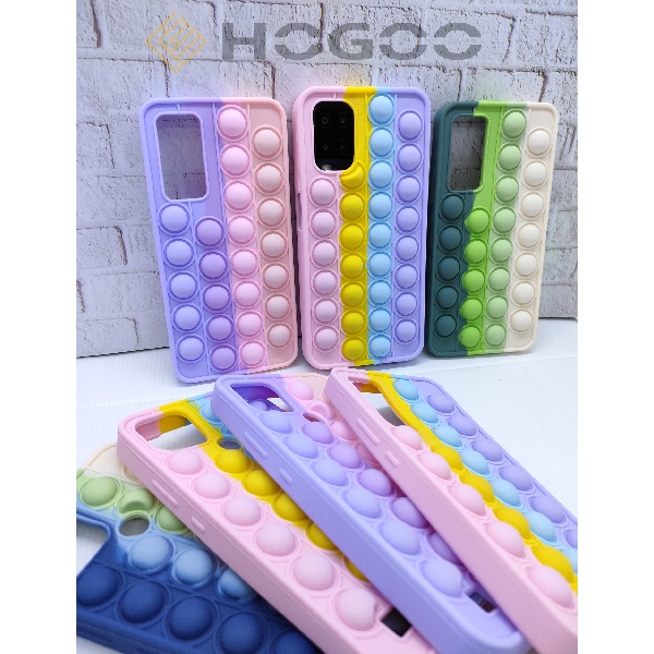 HOGOO SILICONE CASE POP IT SAMSUNG A32 5G - CASE PENGHILANG STRESS PUSH IT BUBBLE CASE RAINBOW