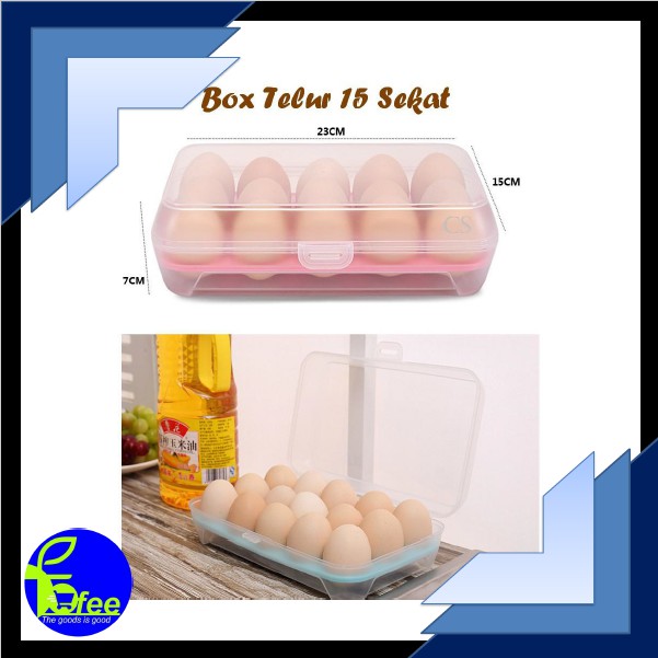 [IMPORT] - Tempat Box Telur 15 Lubang Sekat 23x15cm