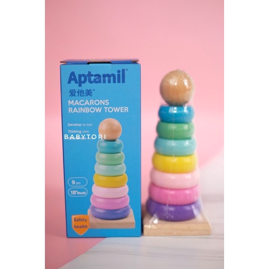 Aptamil Wooden Macarons Rainbow Ring Tower