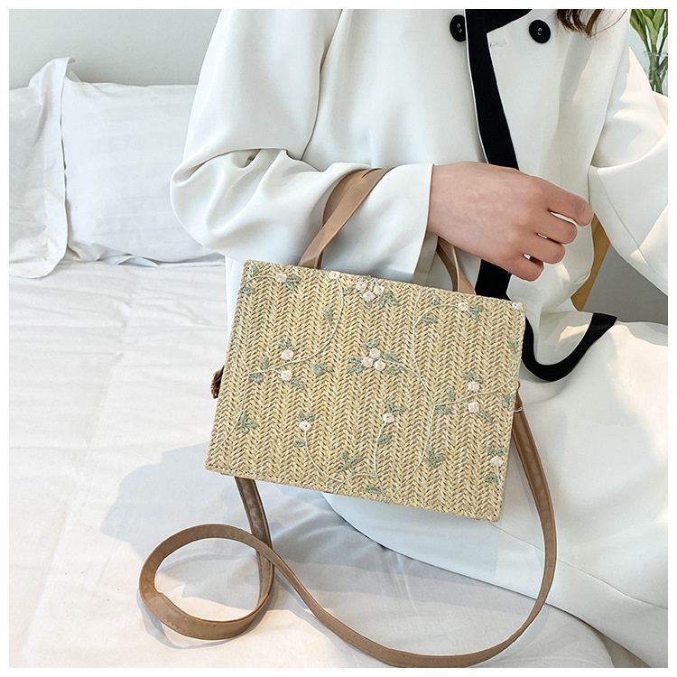 Bahu Kasual Tas Persegi Kecil Gaya  Messenger Tas Jerami/ Tas Pesta/Tas Selempang wanita/Tas Anyaman/Totebag