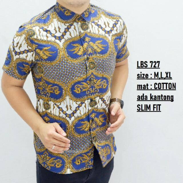 BAJU KEMEJA BATIK SLIMFIT LENGAN PENDEK LUIGI BATANI LBS 727