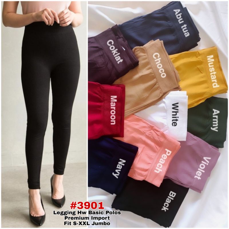 ☄️COD☄️ Legging Hw Basic Polos Premium Import Tebal Fit S to XXL Jumbo