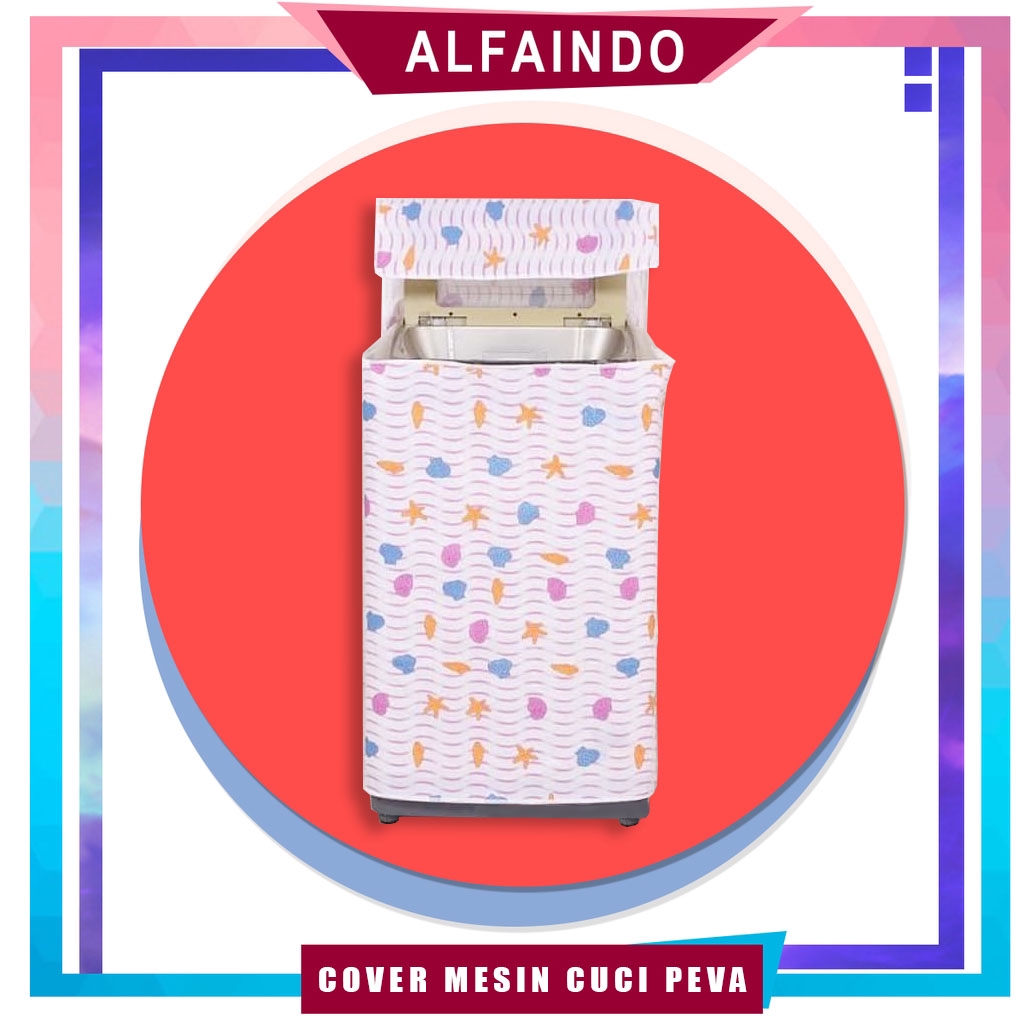 Alfaindo Cover Mesin Cuci Penutup Plastik Peva WMC011 Motif Kerang