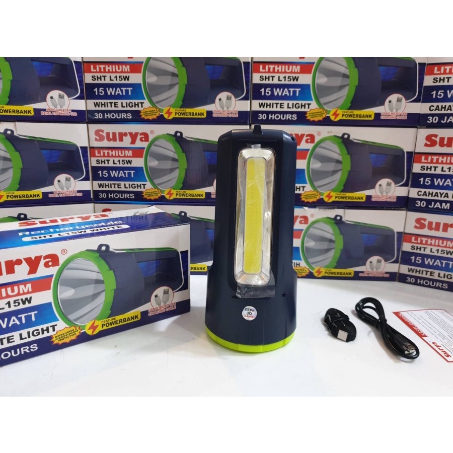 Surya Lampu Senter Emergency Plus Powerbank SHT L15W