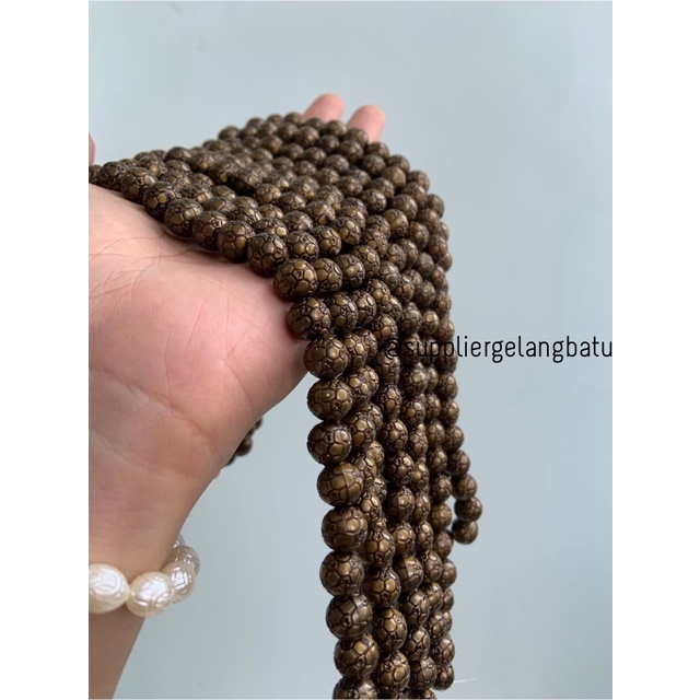 spacer resin bakar bola 10mm bahan craft gelang kalung beads cokelat