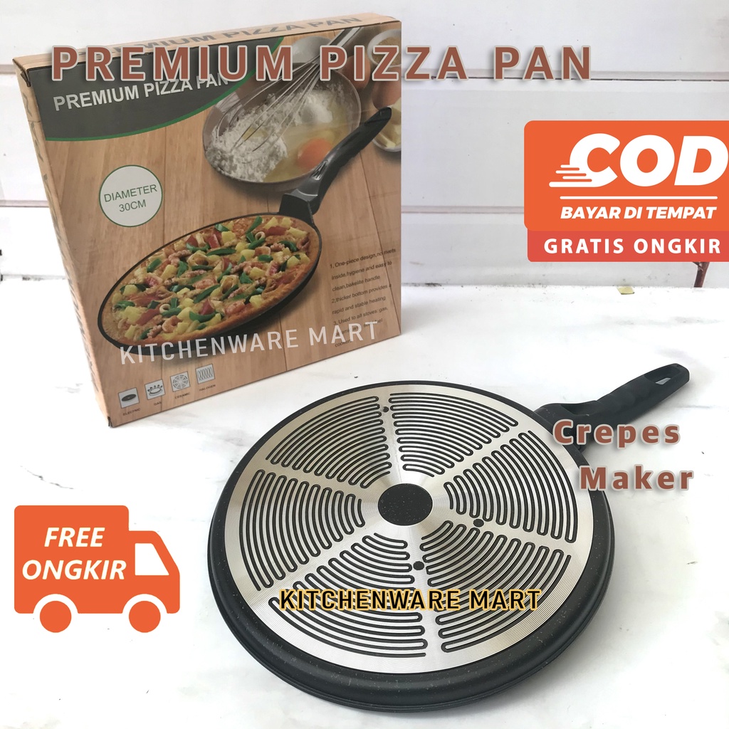 PREMIUM Korea Pizza Pan 30 cm Marble - Anti lengket -loyang pizza -loyang pie - Crepes