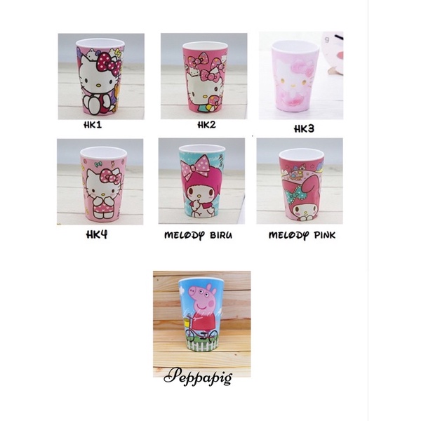 Cangkir anak Melamin Hello Kitty Melody Doraemon Sanrio PM05 Cup Gelas Melamine frozen sumikko thomas paw patrol cars spiderman