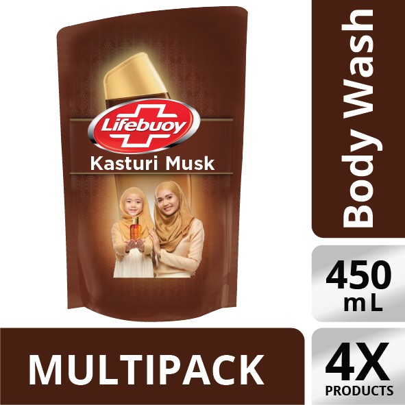 Lifebuoy Antibacterial Body Wash Refill Kasturi Musk 450 ml - 4 Pcs