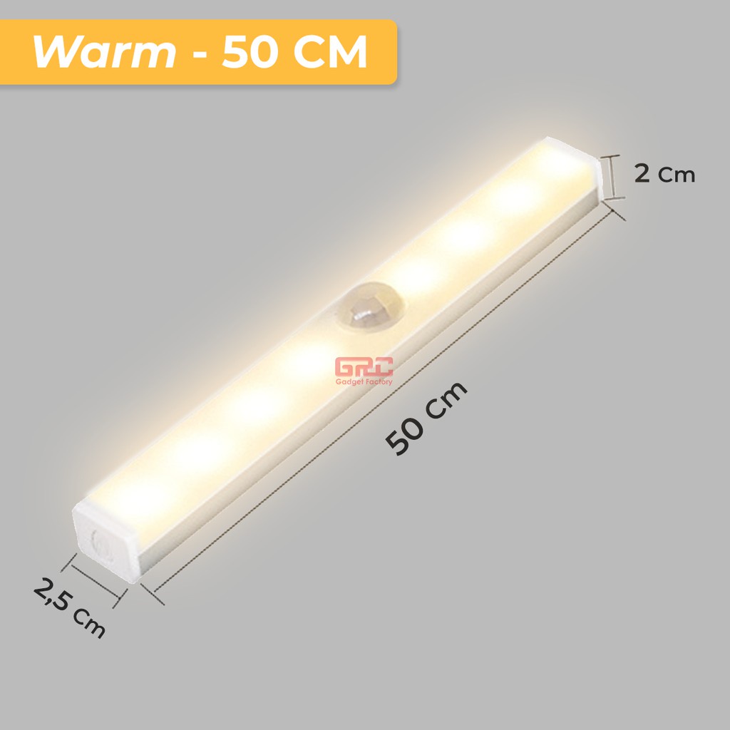 Lampu Baca Tempel Magnetic LED Sensor Gerak Lampu Dinding Lemari Kamar-50cm Warm