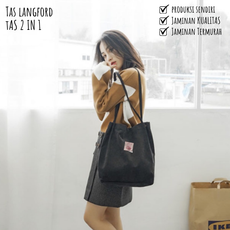 Tas Tote Bag - Selempang Bahu Model Korea Fashion Terbaru Murah Kekinian Bagus Multifungsi Stylish Sekolah Kuliah Kerja Traveling Remaja Dewasa Import Lokal Original Simple Elegan Casual Perempuan Wanita Cewek