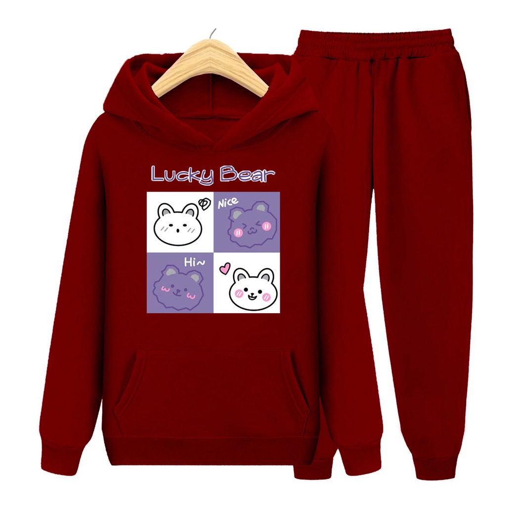 YMF - Setelan Sweater Hoodie Lucky Bear | Anak-Remaja ( SET Hoodie - Lucky Bear )®