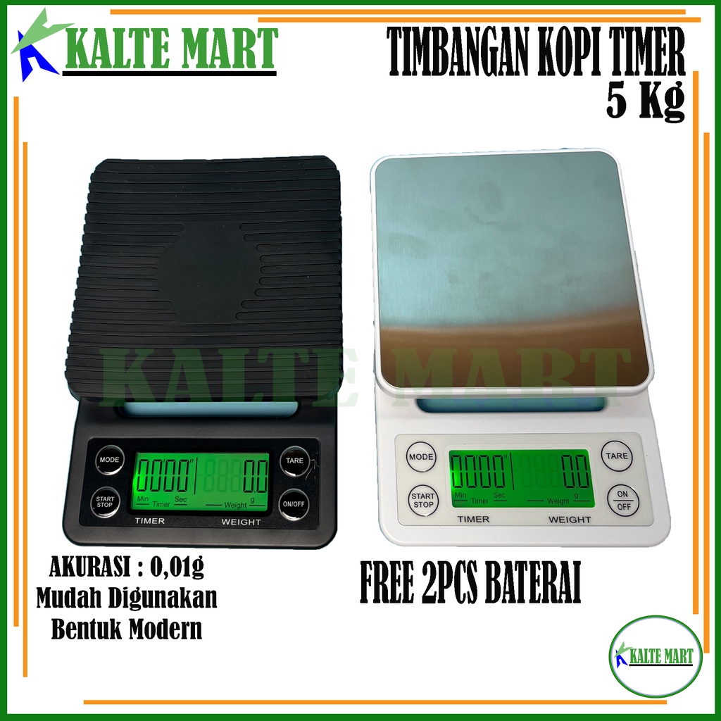 Timbangan Kopi Digital dengan timer 5KG / 0.1GR Digital Timer Coffee Scale 0.1Gr Timbangan timer 5kg timbangan dapur kitchen scale 5kg  timbangan 5kg