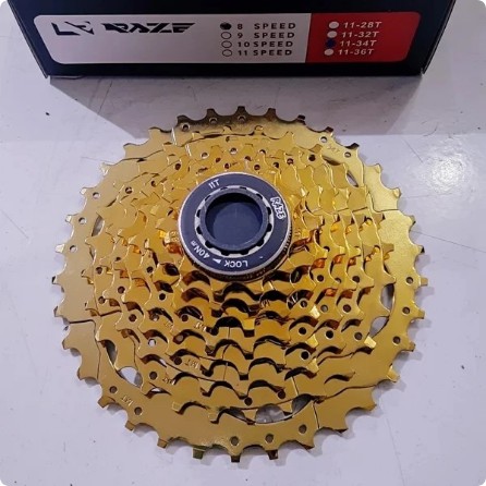 SPROCKET/ GIR BELAKANG SEPEDA  8 SPEED 34T SPROCKET RAZE GOLD