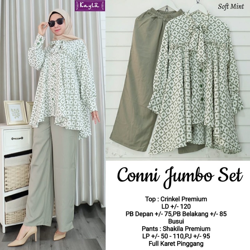 Setelan Blouse Crinkle + Celana Kulot Shakila - Conni Jumbo Set