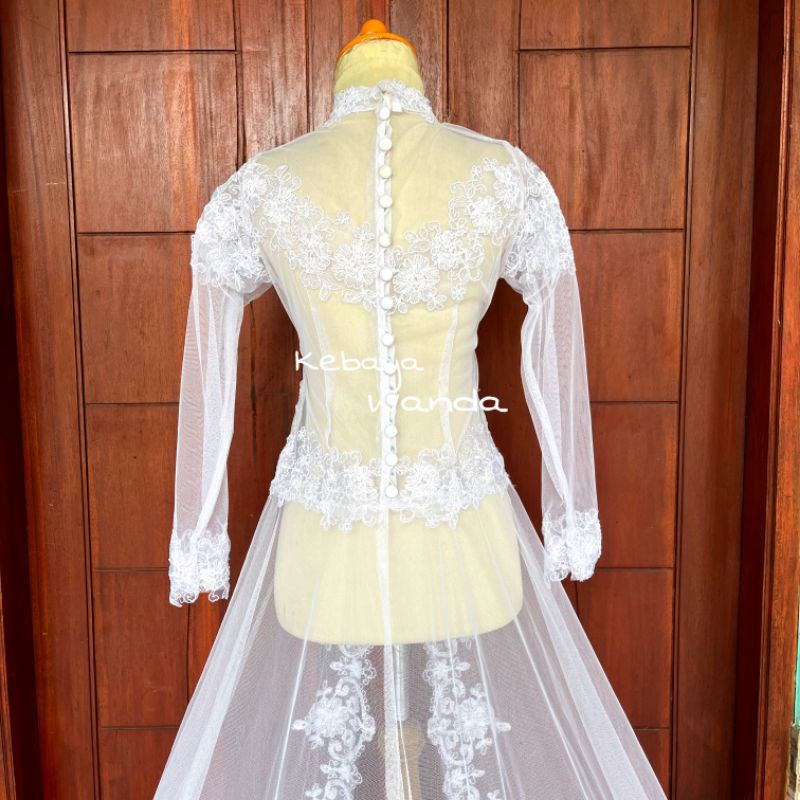 Ready Kebaya Gaun Ekor Panjang / Kebaya Pengantin / Akad Nikah