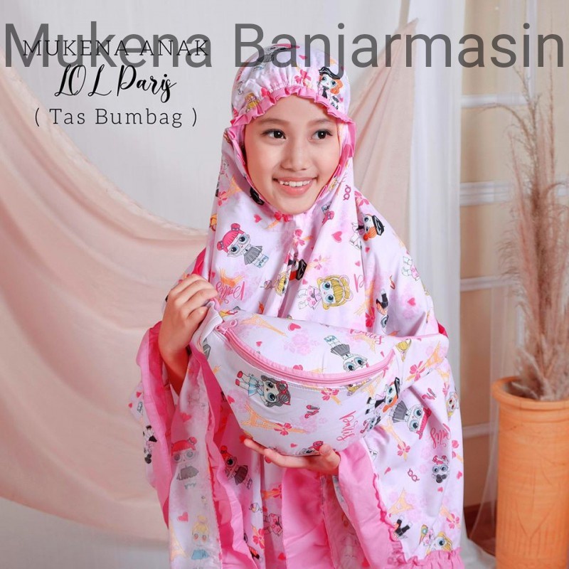 (COD) Mukena Banjarmasin - Mukena Anak Lola Paris  Tas Bumbag