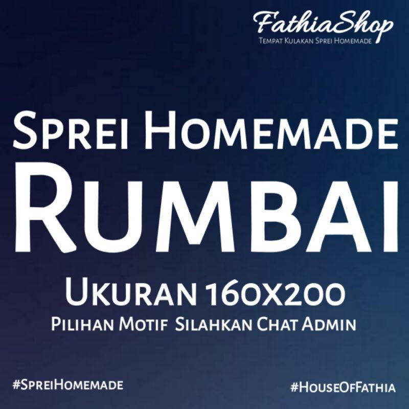 Sprei Rumbai Homemade 160x200 Khusus Reseller