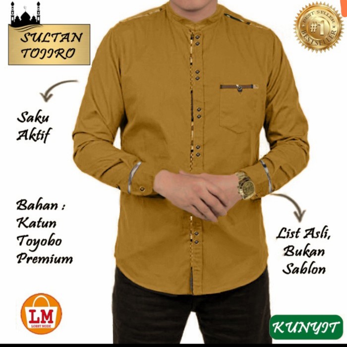 Baju Koko Pria Lengan Panjang Terbaru 2021 SULTAN TOJIRO - kunyit, M
