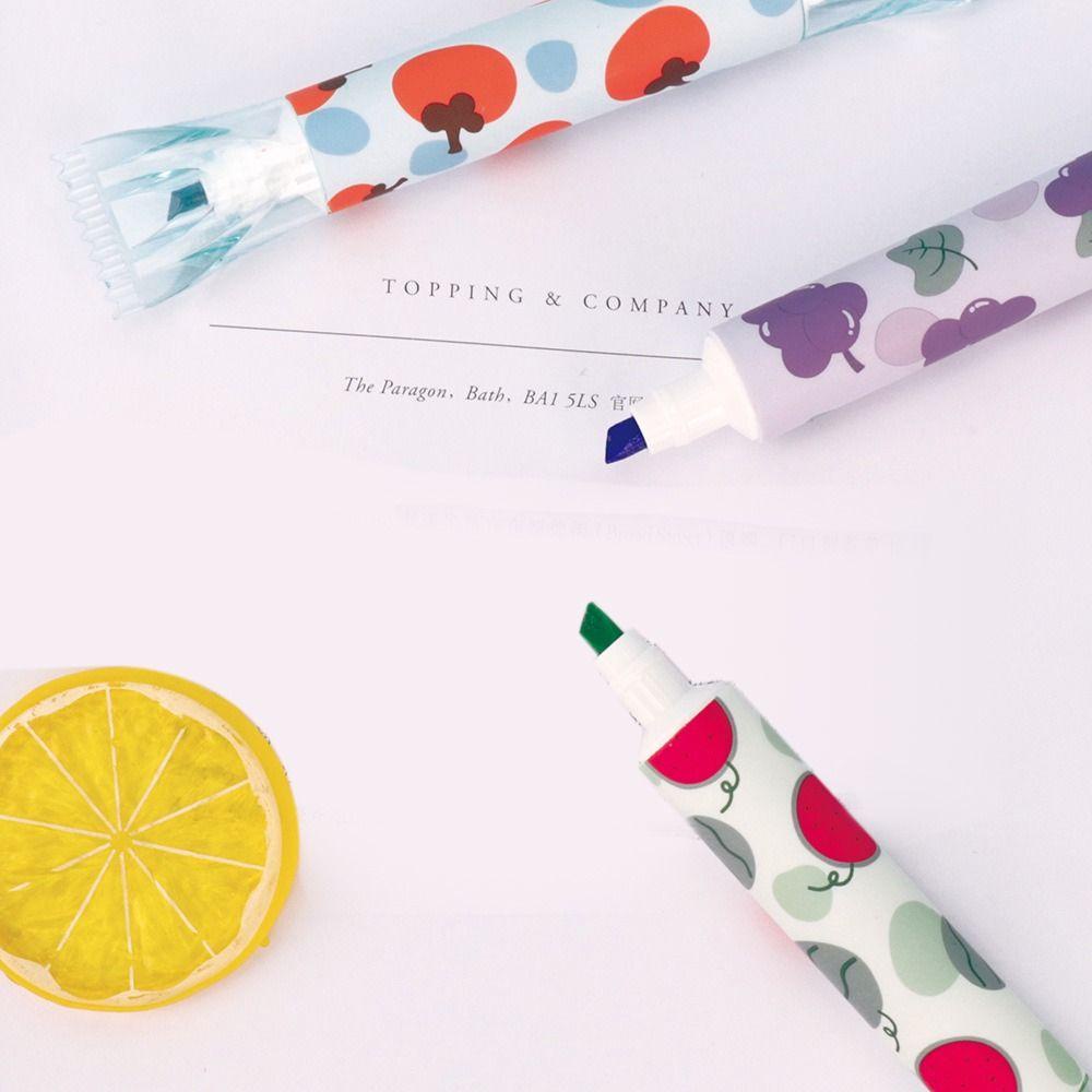 Preva 6PCS/Set Stabilo Pena Set Good-looking Kreatif Alat Tulis Menggambar Graffiti Rasa Buah Alat Tulis Pena Warna