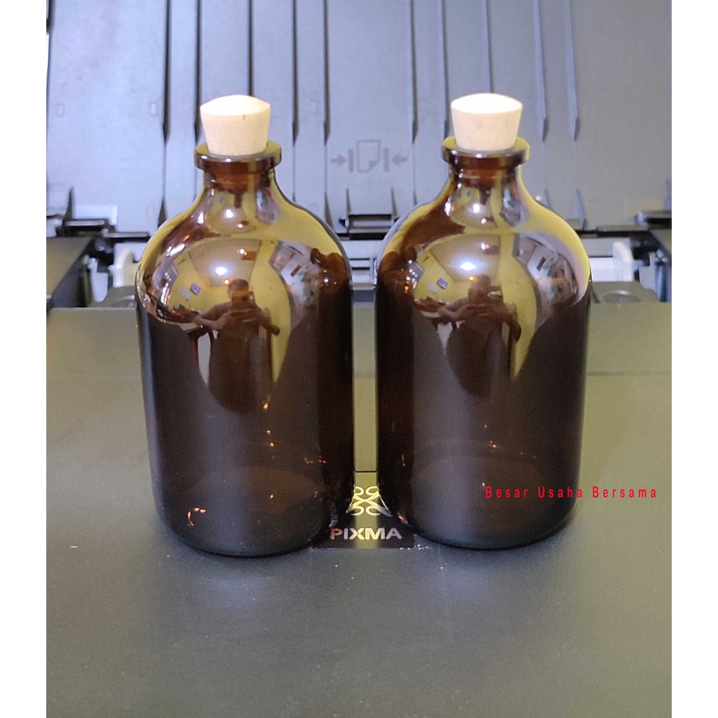 Botol Kaca Vial Coklat 100ml 100 ml Amber Tutup Kayu Gabus / Dekorasi