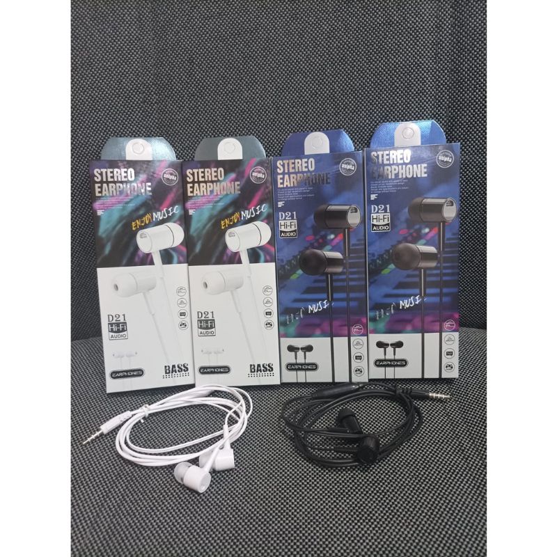 GROSIR VROFFSTORE HF HEADSEAT EARPHONE D21+ MIC STEREO BASS MURAH MERIAH