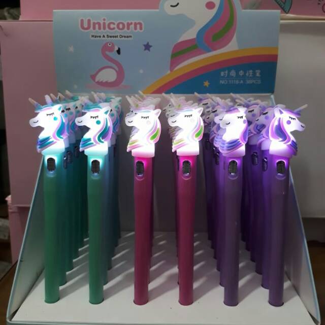 Pulpen Lampu Unicorn Gel Pen / Pena Lampu / Koleksi Unicorn