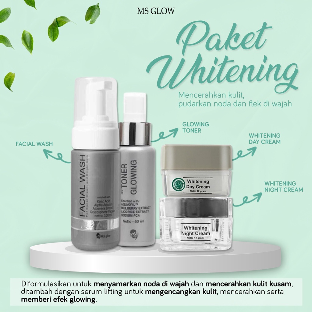 Ms Glow Paket Whitening Skincare Ms Glow Whitening Series Original 100%