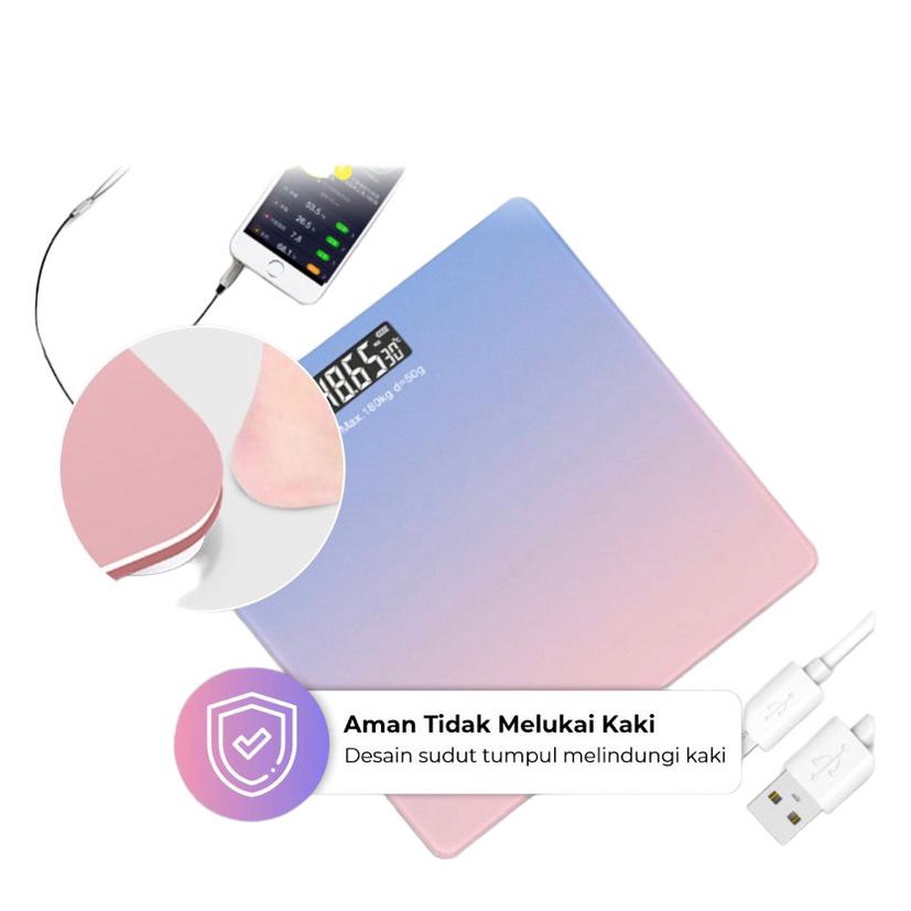 TIMBANGAN BERAT BADAN GRADASI PELANGI ELEKTRONIK / TIMBANGAN BADAN DIGITAL FREE PACKING BUBBLE WRAP VD