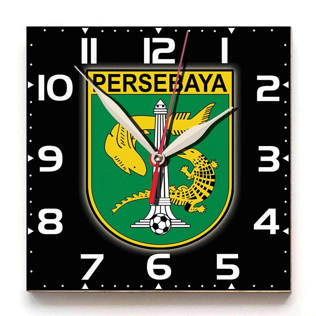 JAM DINDING UNIK KARAKTER PERSEBAYA . KAYU 30x30