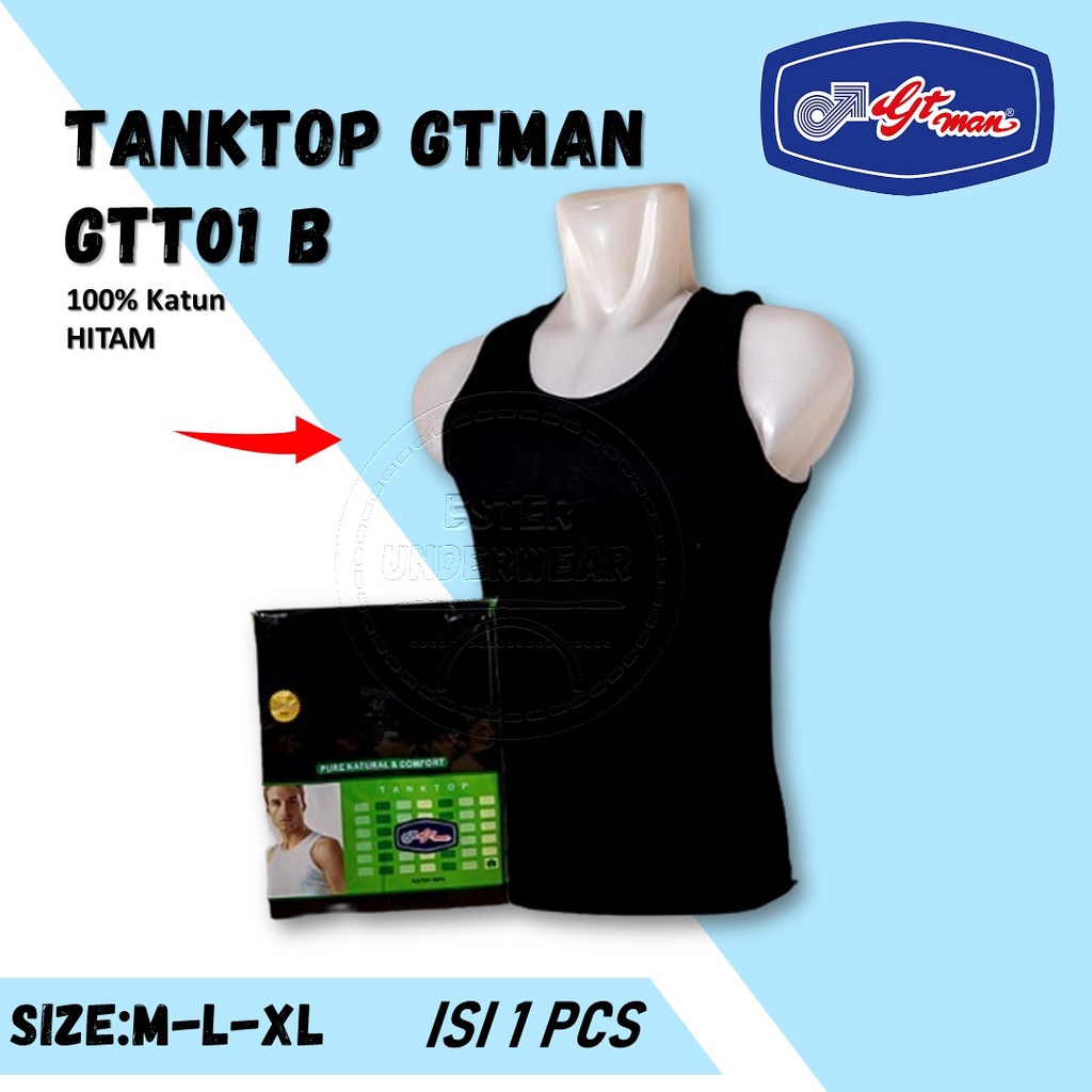 Promo Singlet Pria GT-MAN GTT-01 B Hitam (S-M-L-XL) ISI 1Pcs