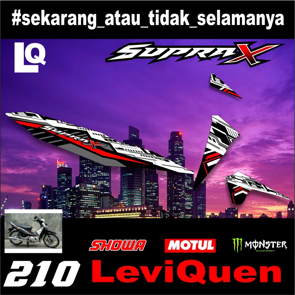 leviquen Striping Supra 100(210) / Supra X / Supra Fit Lama Variasi Sticker Stiker Skotlet Motor