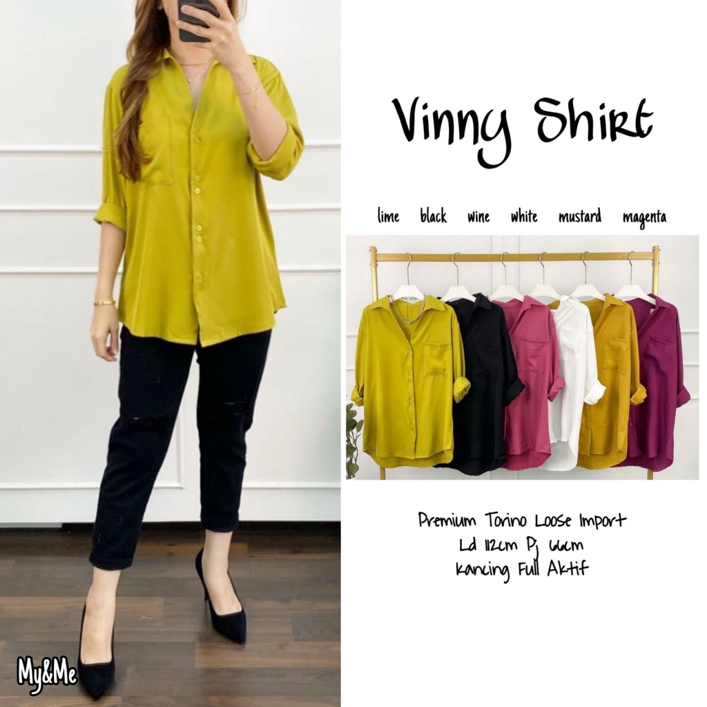 TOP ATASAN BAJU KEMEJA SHIRT WANITA TERBARU KEKINAN CASUAL POLOS BAHAN PREMIUM TORINO LOOSE IMPORT L