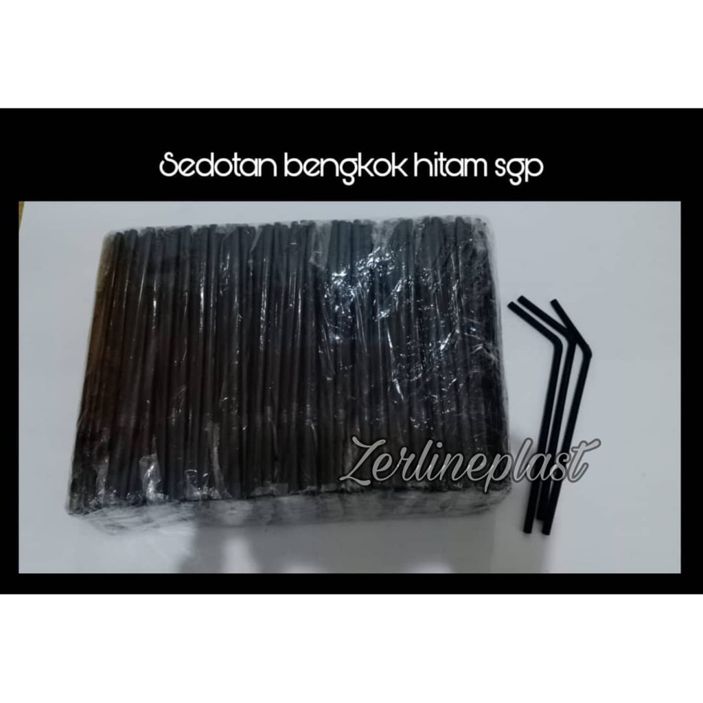 Sedotan Bengkok hitam Isi + - 25batang/bks