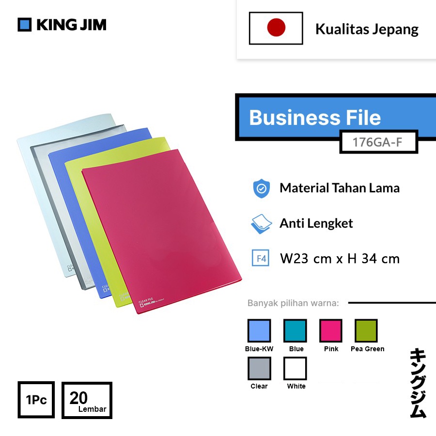 Clear File King Jim Folio 176GA-F / Clear Holder Folio F4 20 Pocket