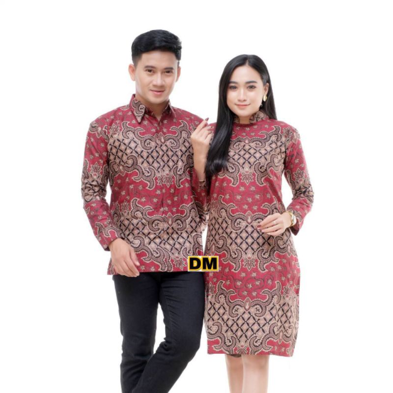 Couple Batik Tunik Modern Seragam Kerja Kantor Lengan panjang Terbaru
