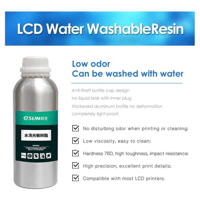 eSUN Water Washable Resin for MSLA LCD DLP 3D Printer