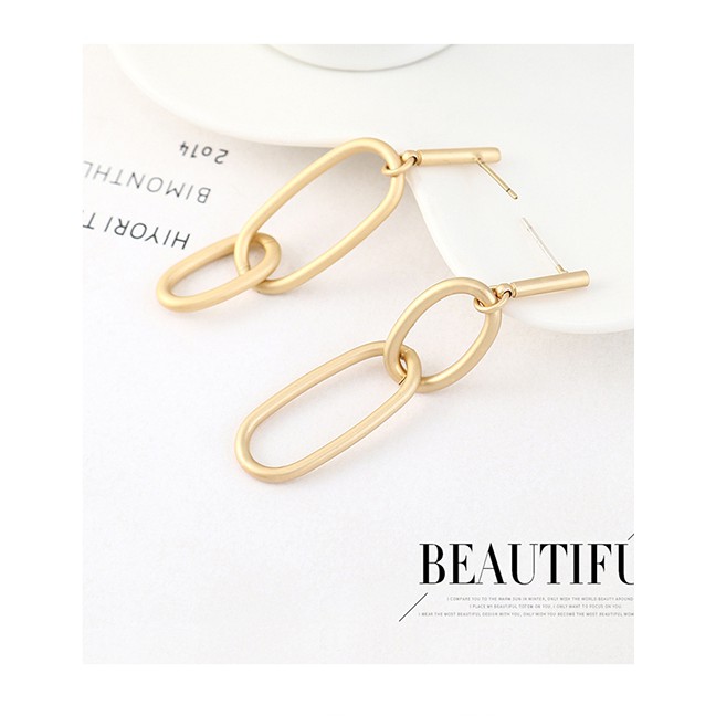 LRC Anting Tusuk Fashion Gold Gold Plated Double Circle Cutout S925 Silver Needle Earrings Y62991