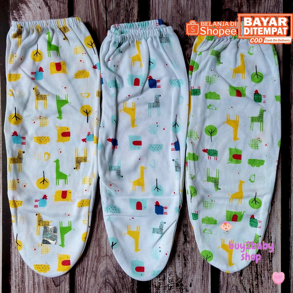 Celana panjang bayi model Tutup Kaki Shankusen motif Animal Series isi 3 PCS