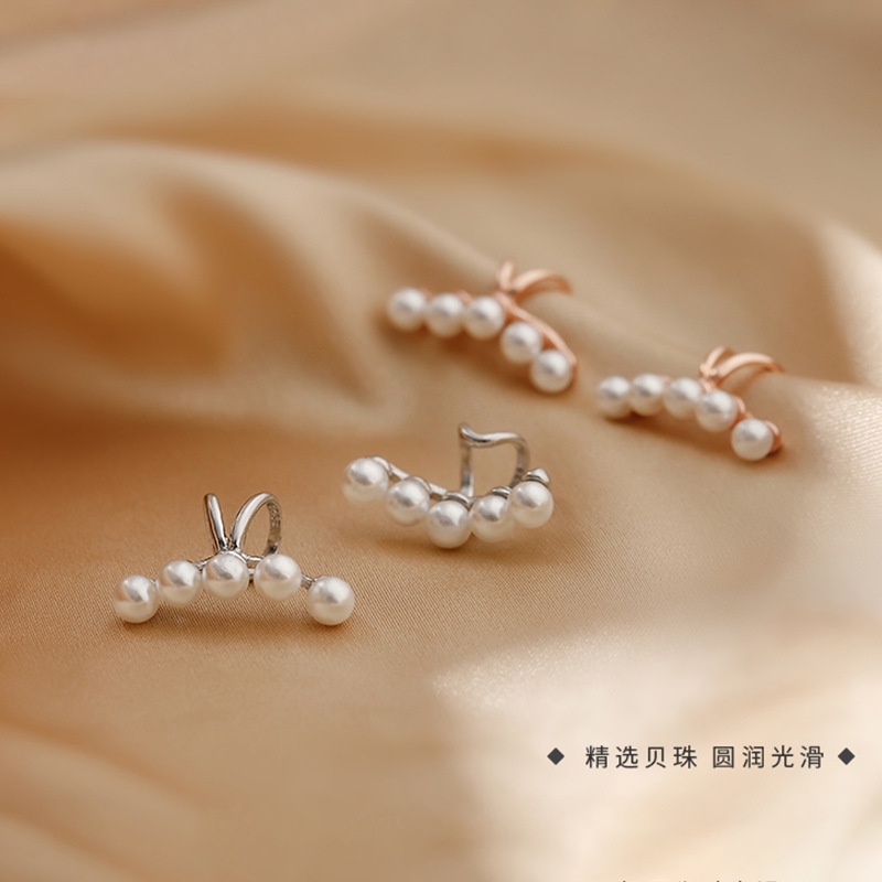 Plated 925 Silver Pearl Simple Elegant Earrings