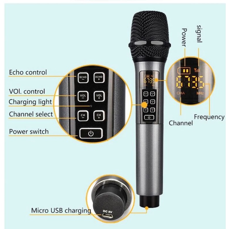 Rellent pMikrofon Karaoke Mic Wireless Portable KTV - D300