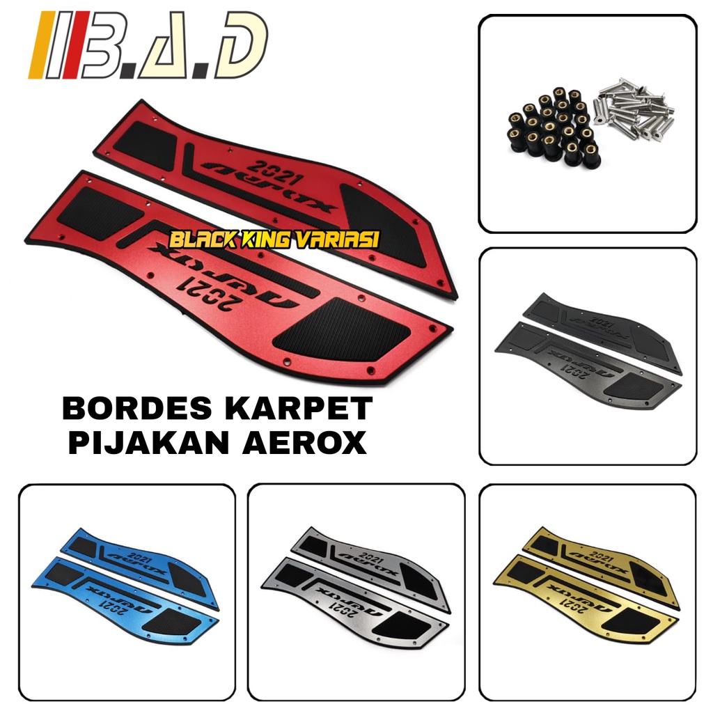 Bordes Karpet Pijakan Aerox 155 Connected 2021 Full Aluminium BAD Original