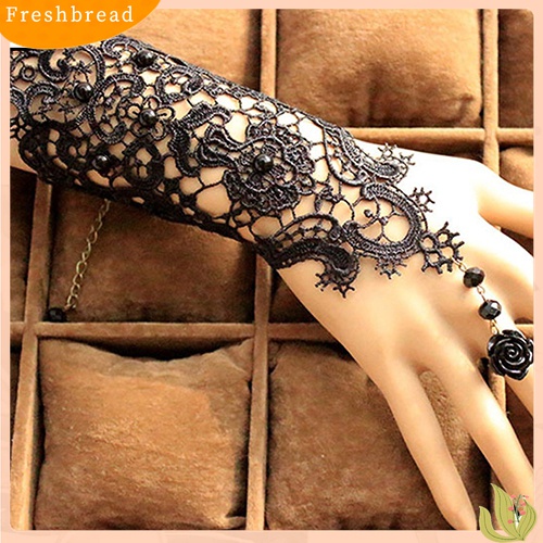 [TERLARIS]Wedding Bride Vintage Exquisite Faux Pearl Lace Bracelet with Ring Jewelry