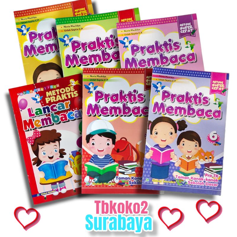 BUKU PRAKTIS MEMBACA UNTUK TK PAUD DAN PRA SEKOLAH JILID 123456 GLOBAL MANDIRI